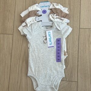 NWT Carter's Gray and Tan Bodysuit 4pc Set Size 3m